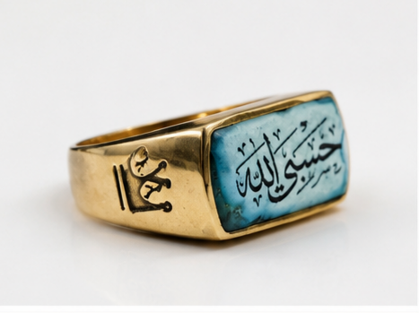 انگشتر طلا روس نگین دار حسبی الله